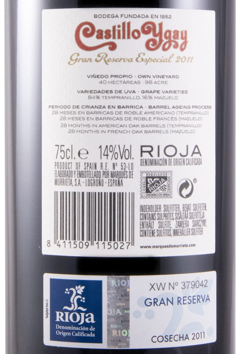 2011 Marqués de Murrieta Castillo Ygay Gran Reserva Especial Rioja tinto
