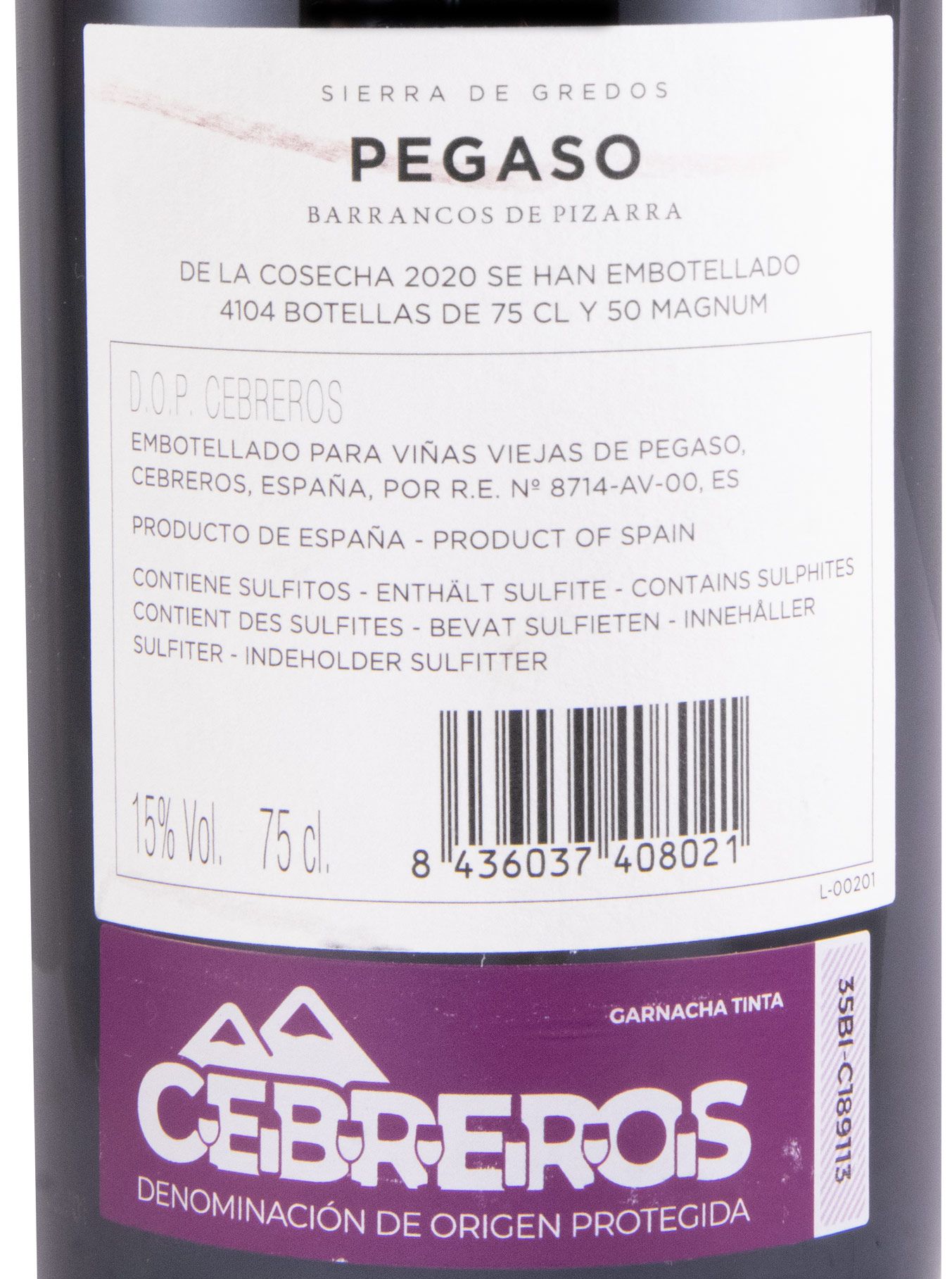 2020 Telmo Rodríguez Pegaso Barrancos de Pizarra Cebreros Sierra de Gredos tinto