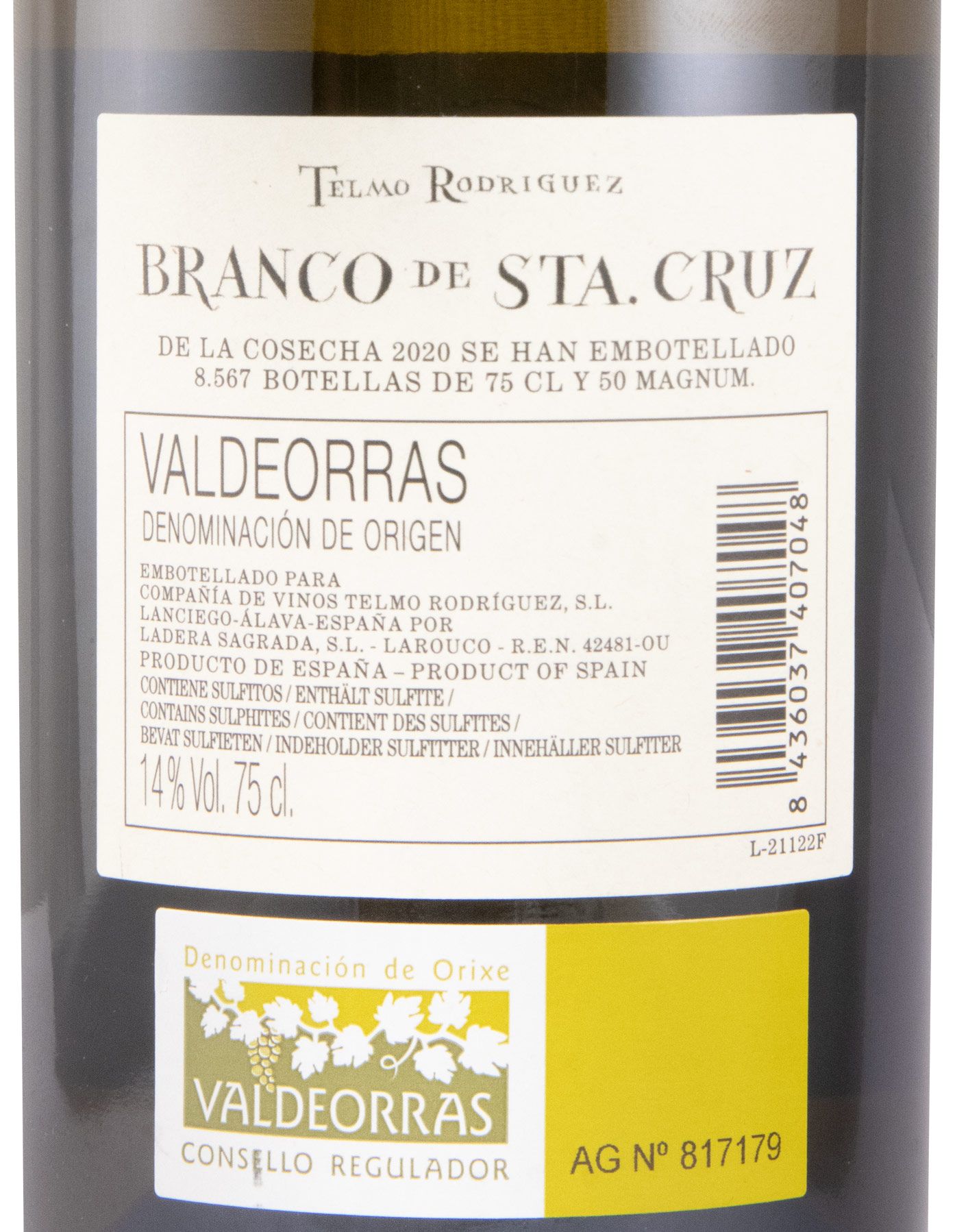 2020 Telmo Rodríguez white de Sta. Cruz Valdeorras white