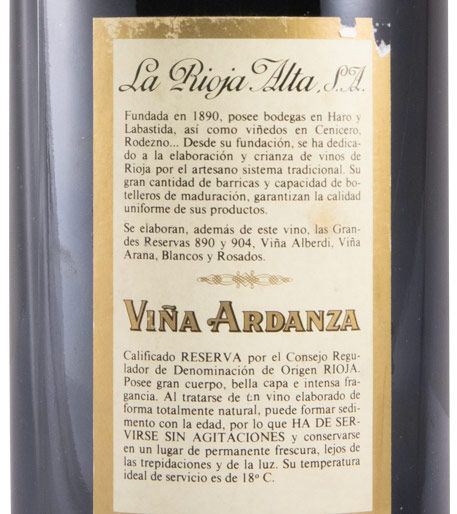 1982 La Rioja Alta Viña Ardanza Reserva red