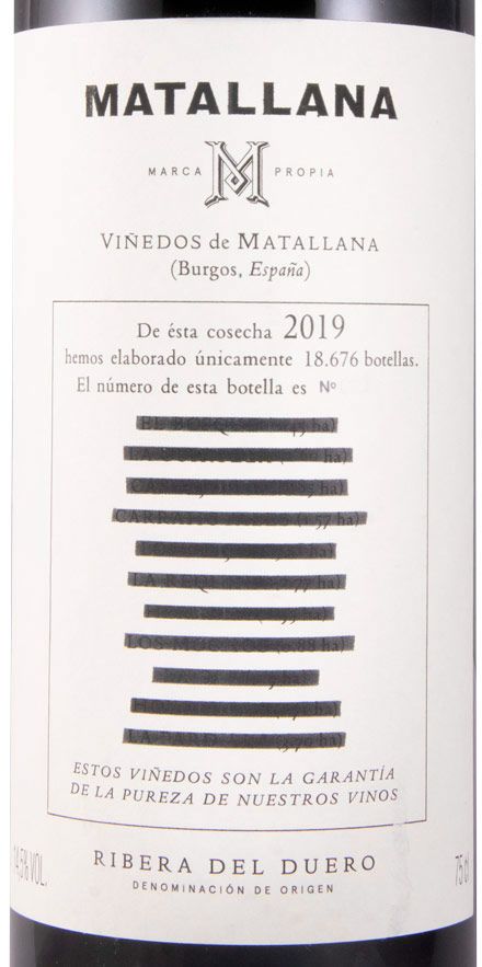 2019 Telmo Rodríguez Matallana Ribera del Duero biológico tinto