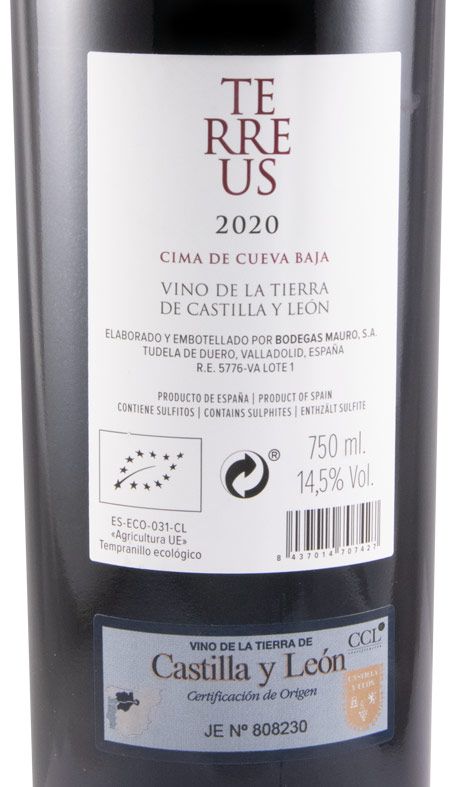 2020 Bodegas Mauro Terreus Paraje de Cueva Baja Castilla y Léon organic red