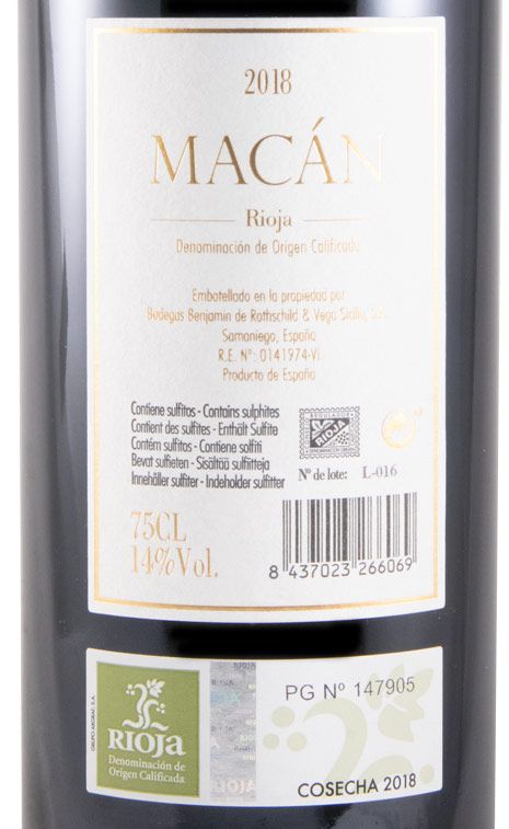 2018 Benjamin de Rothschild & Vega-Sicilia Macán Clásico Rioja tinto