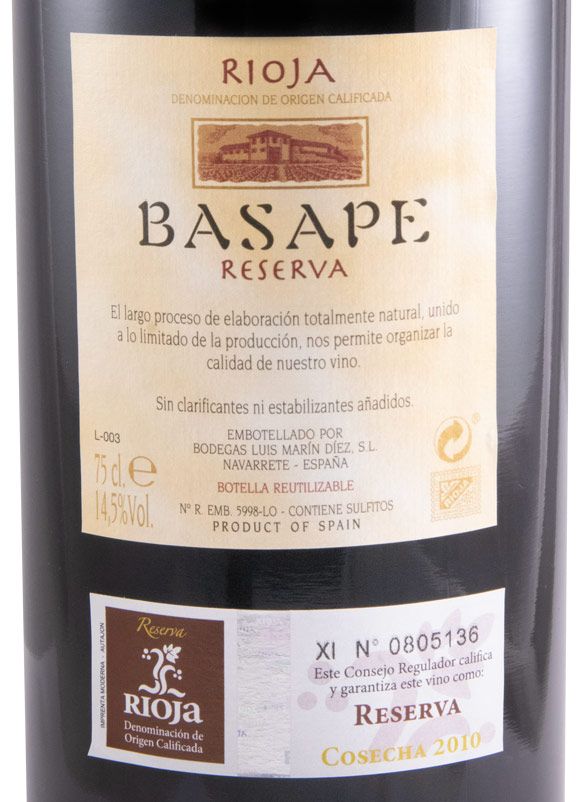 2010 Basape Reserva Rioja red