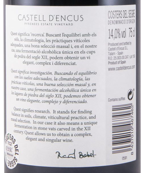 2018 Castell D'Encus Quest red