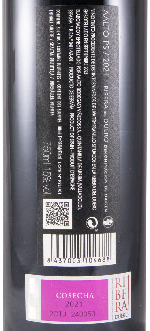 2021 Bodegas Aalto PS Ribera del Duero red