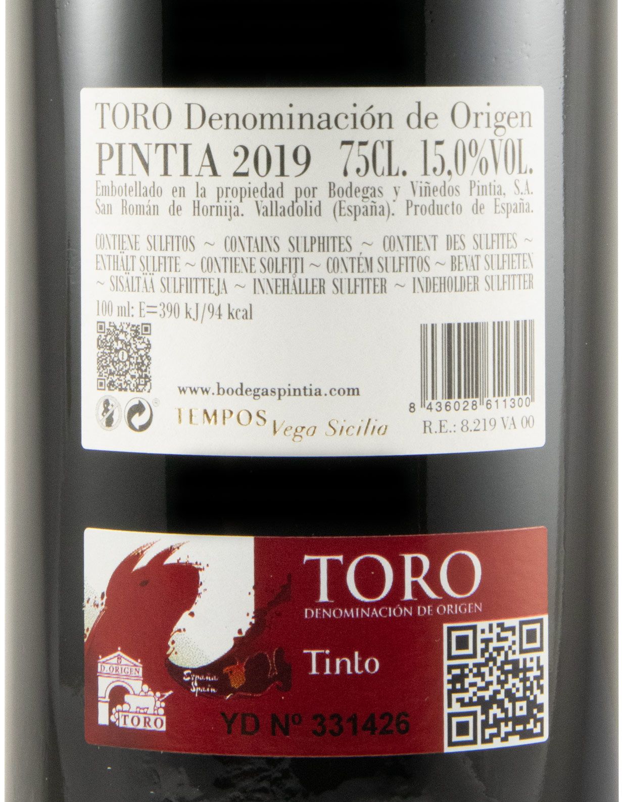 2019 Pintia Toro red