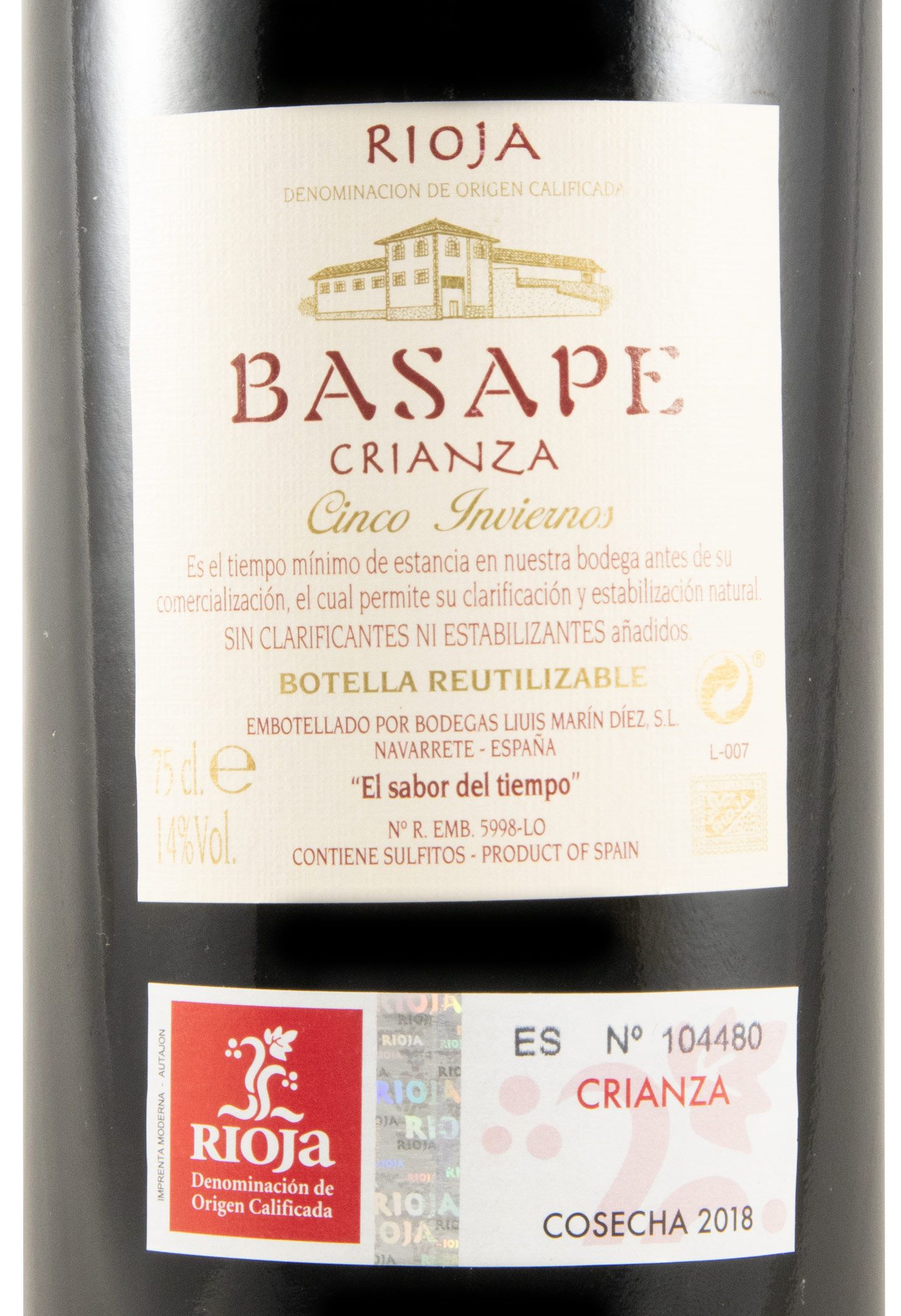 2018 Basape Cinco Inviernos Crianza Rioja red