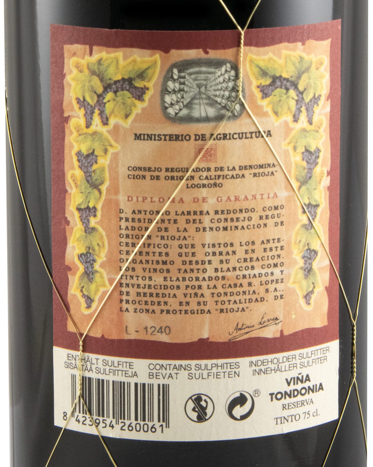 2012 López de Heredia Viña Tondonia Reserva tinto
