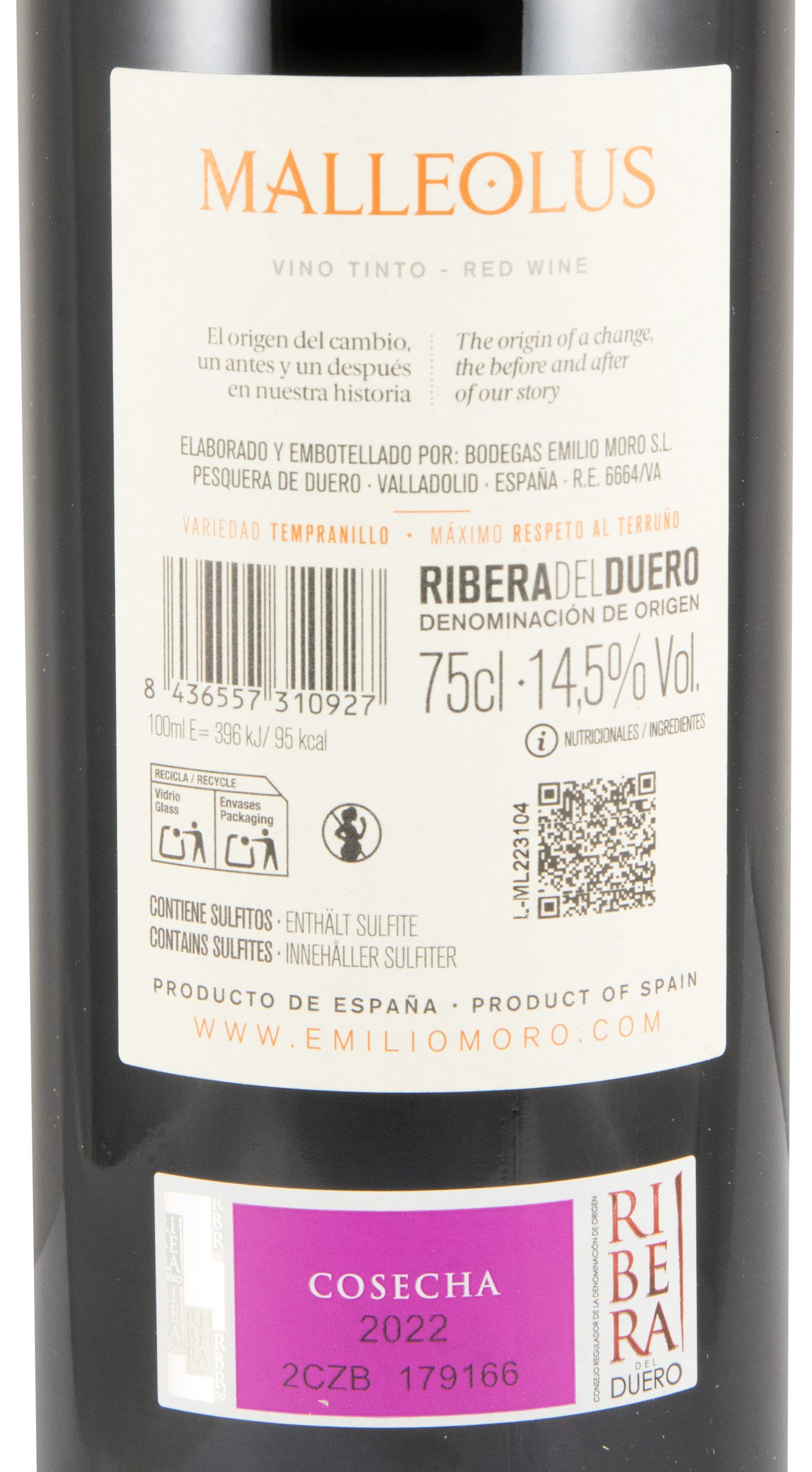 2022 Emilio Moro Malleolus Ribera del Duero tinto