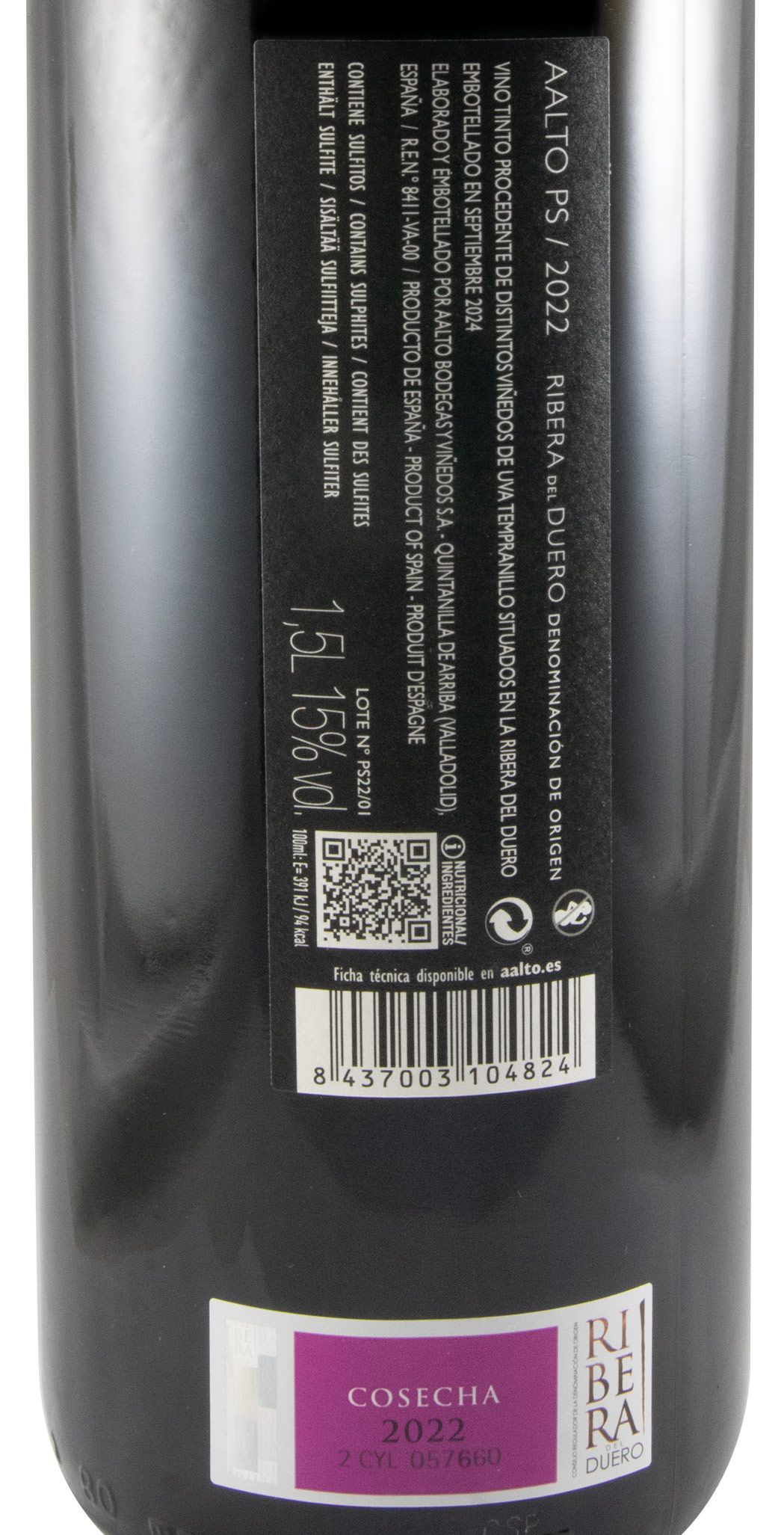 2022 Bodegas Aalto PS Ribera del Duero tinto 1,5L