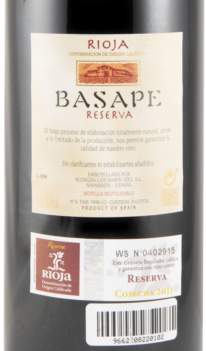 2011 Basape Reserva Rioja red