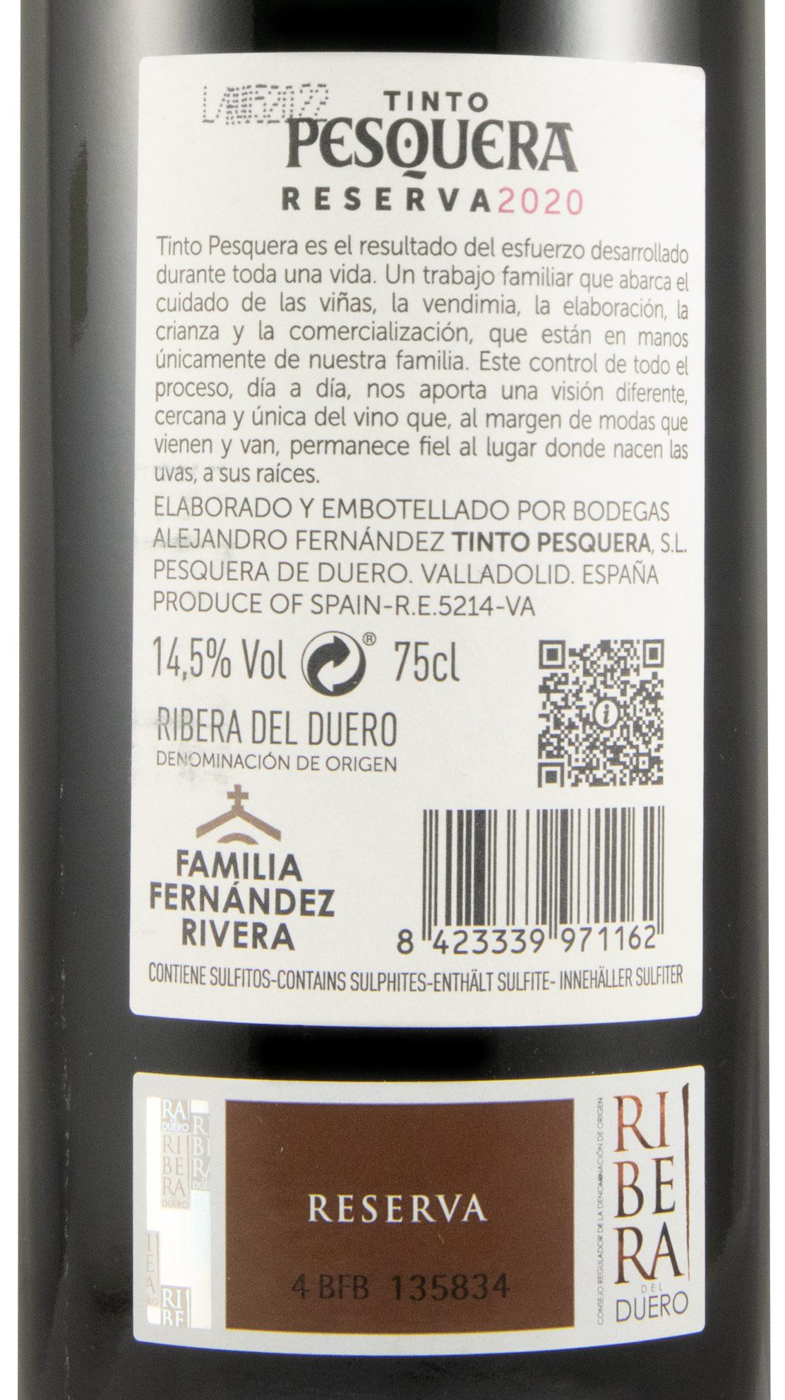 2020 Pesquera Reserva Ribera del Duero red