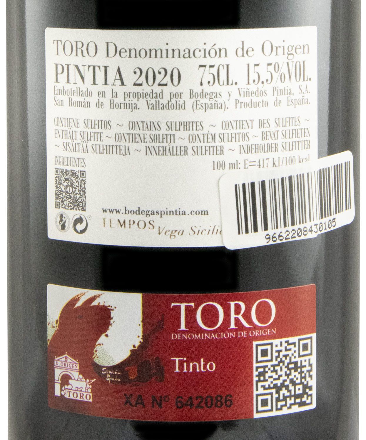 2020 Pintia Toro red