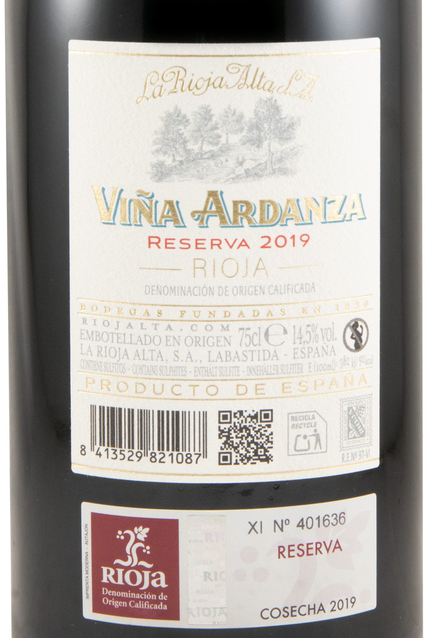 2019 La Rioja Alta Viña Ardanza Reserva tinto