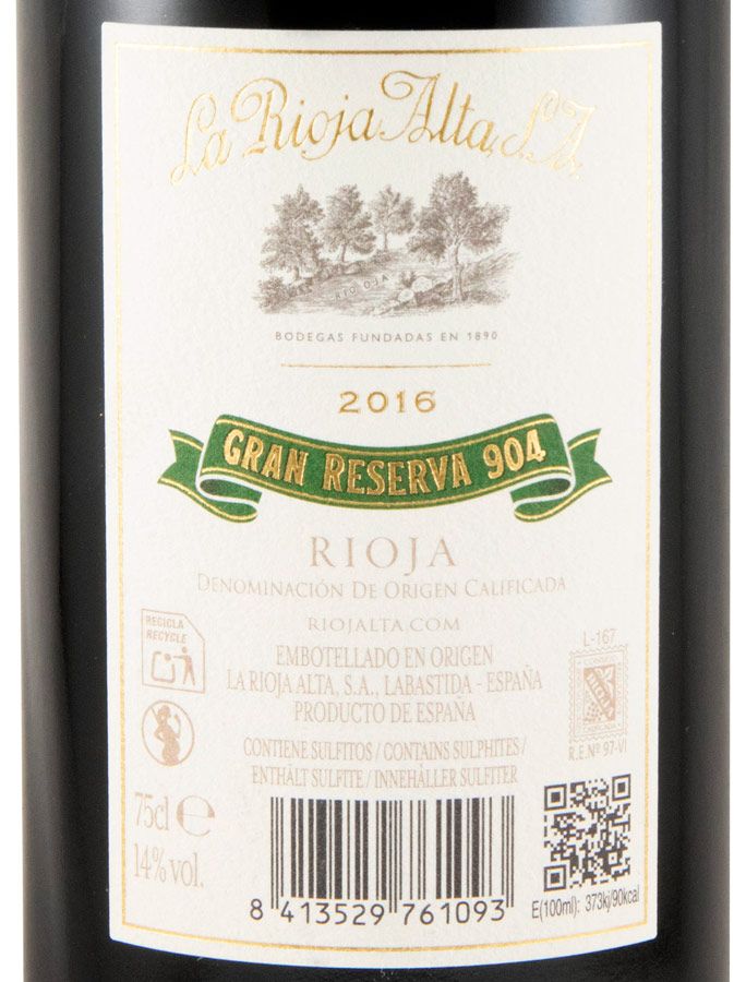 2016 La Rioja Alta 904 Gran Reserva tinto