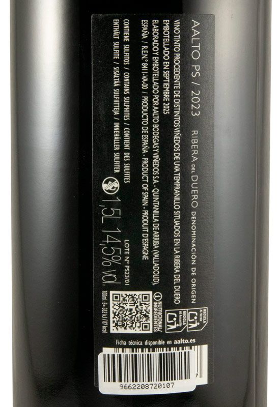 2023 Bodegas Aalto PS Ribera del Duero tinto 1,5L