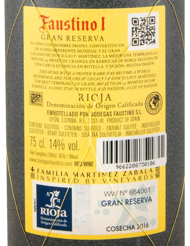 2016 Faustino I Gran Reserva Rioja tinto