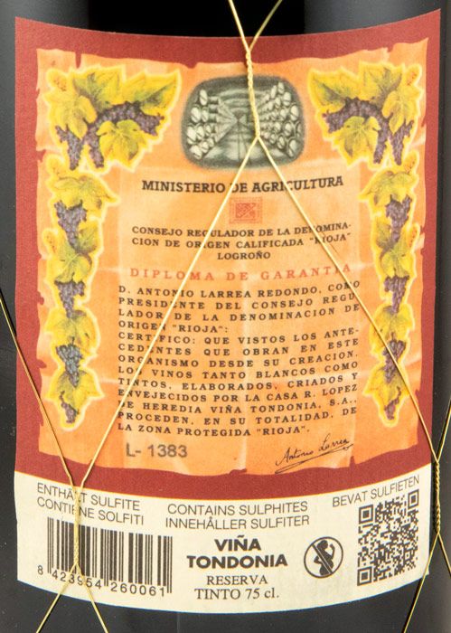 2013 López de Heredia Viña Tondonia Reserva tinto
