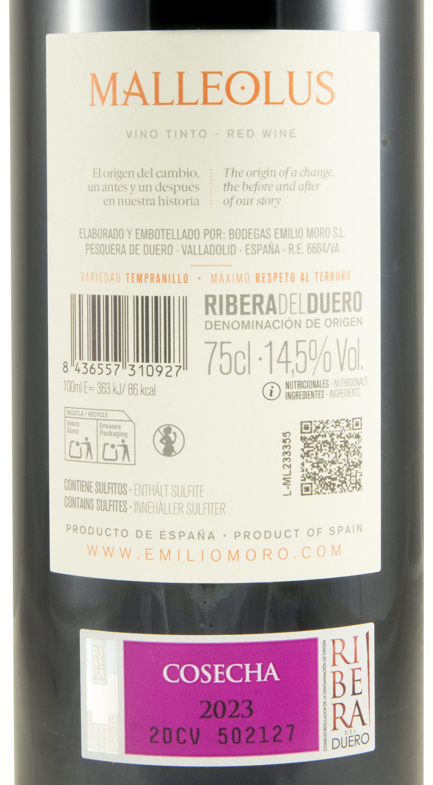 2023 Emilio Moro Malleolus Ribera del Duero tinto