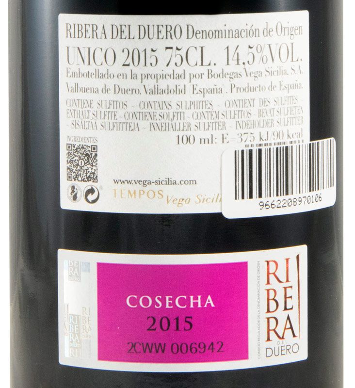 2015 Vega-Sicilia Unico Ribera del Duero tinto