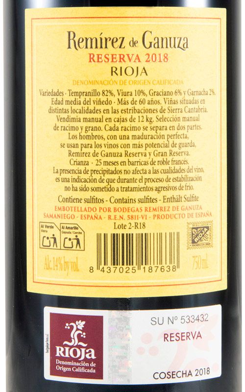 2018 Remírez de Ganuza Reserva Rioja tinto