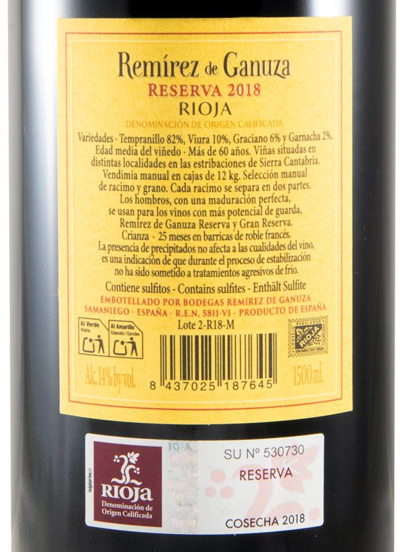 2018 Remírez de Ganuza Reserva Rioja tinto 1,5L