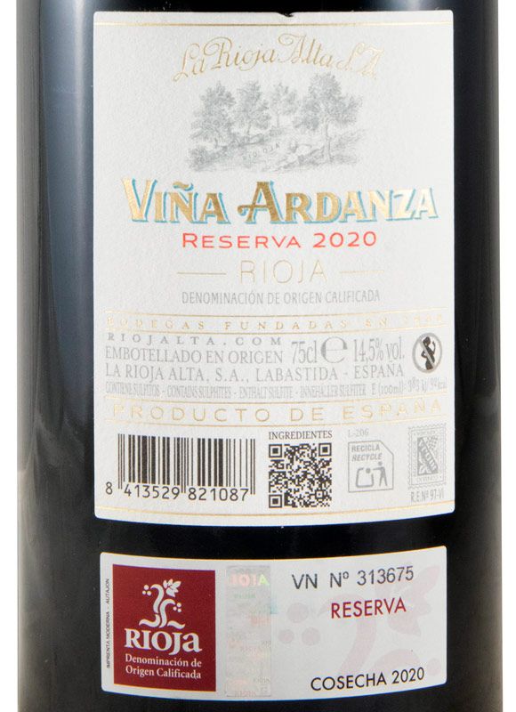 2020 La Rioja Alta Viña Ardanza Reserva tinto
