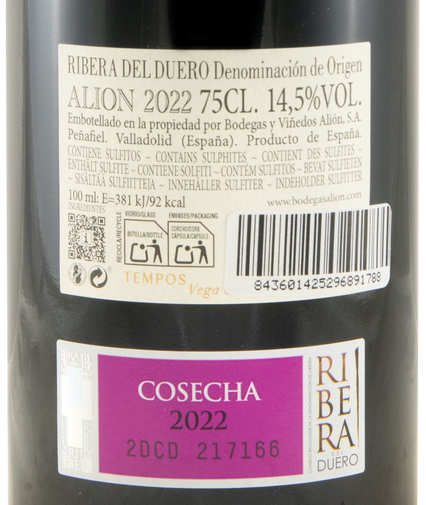 2022 Alión Cosecha Ribera del Duero red