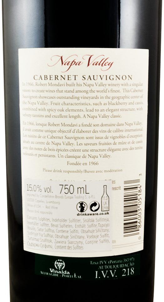 2013 Robert Mondavi Cabernet Sauvignon Napa Valley tinto