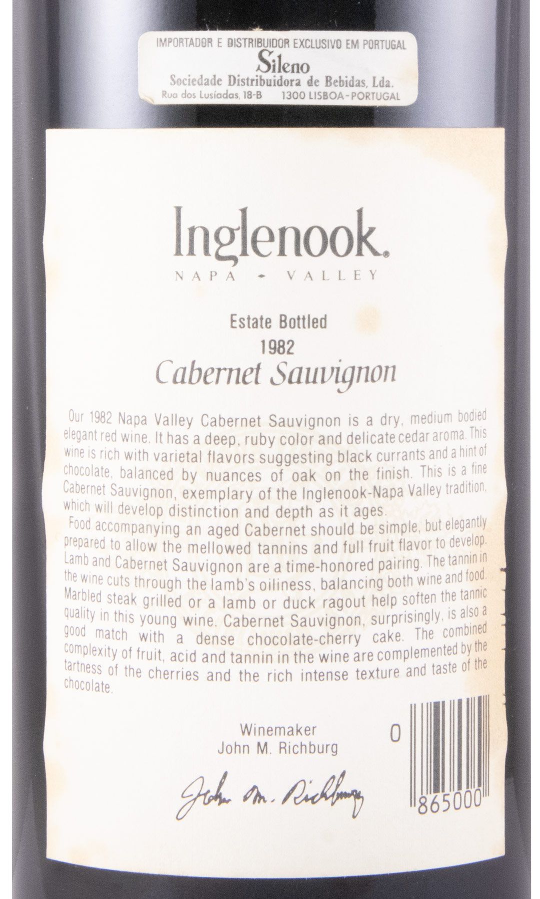 1982 Inglenook Cabernet Sauvignon red