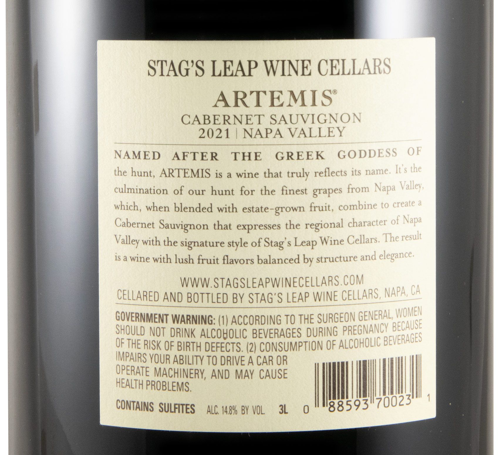 2021 Stag's Leap Artemis Cabernet Sauvignon tinto 3L