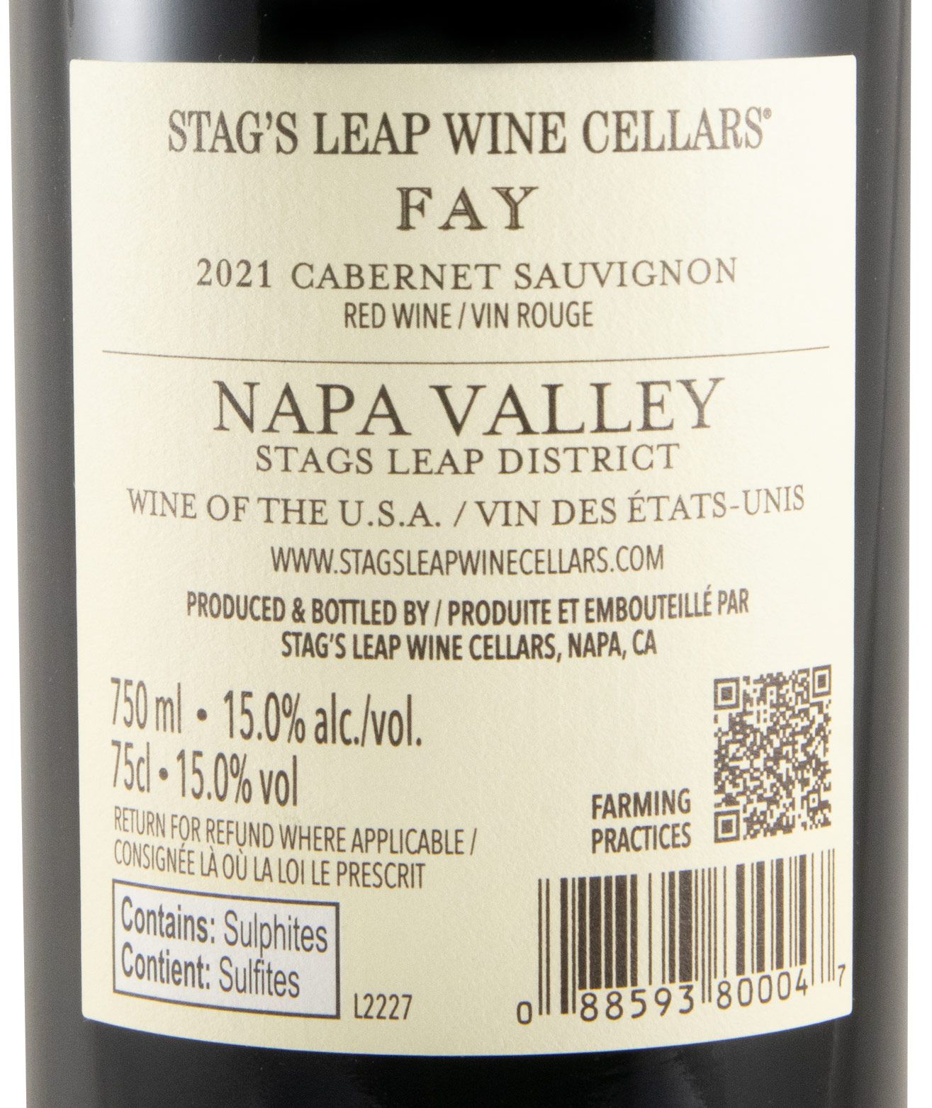 2021 Stag's Leap FAY Cabernet Sauvignon tinto