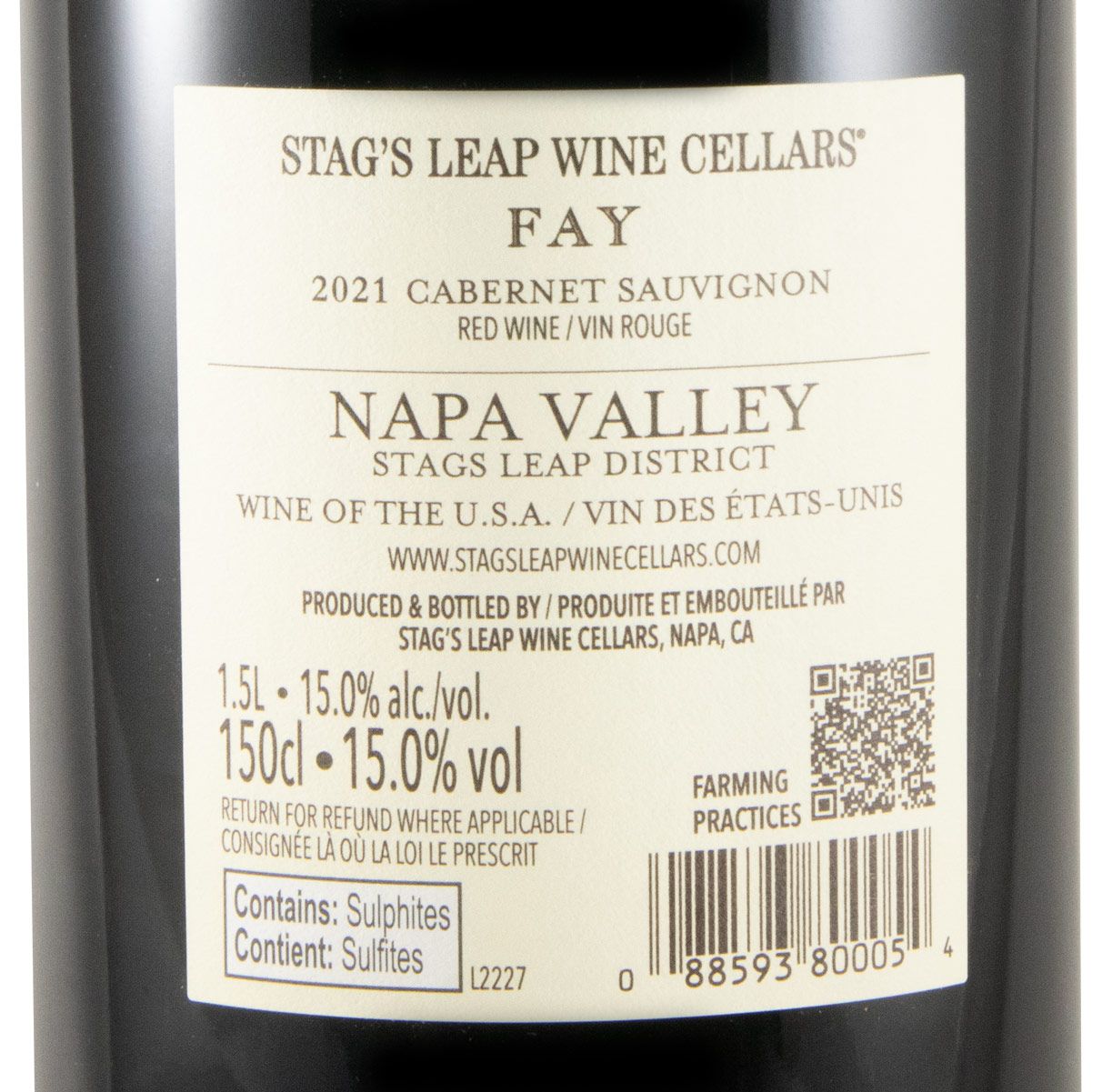 2021 Stag's Leap FAY Cabernet Sauvignon tinto 1,5L
