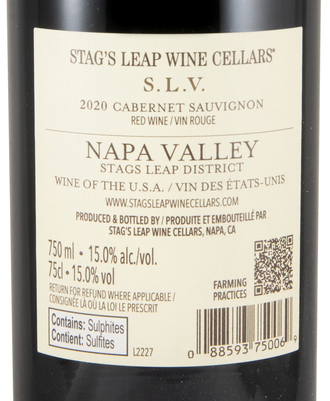 2020 Stag's Leap S.L.V. Cabernet Sauvignon tinto