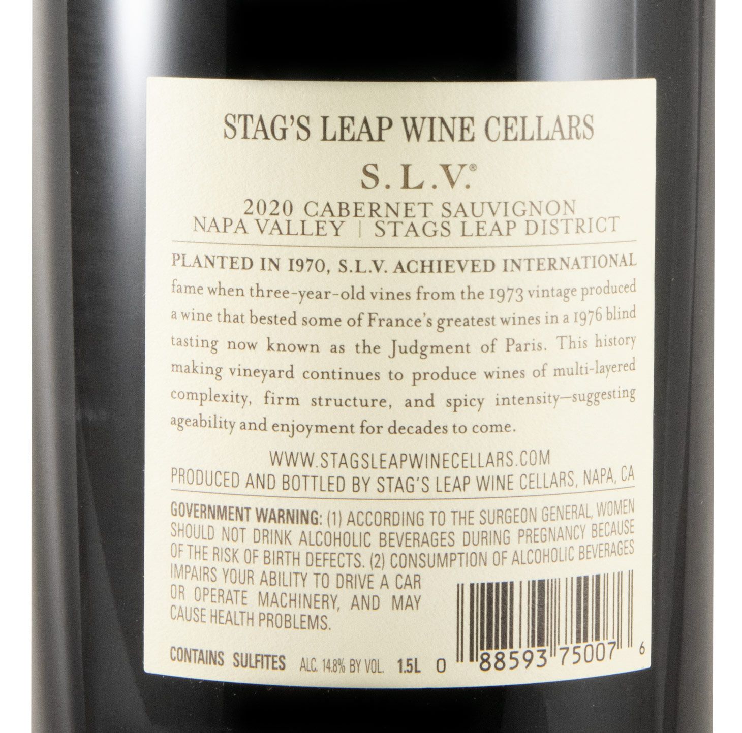 2020 Stag's Leap S.L.V. Cabernet Sauvignon tinto 1,5L