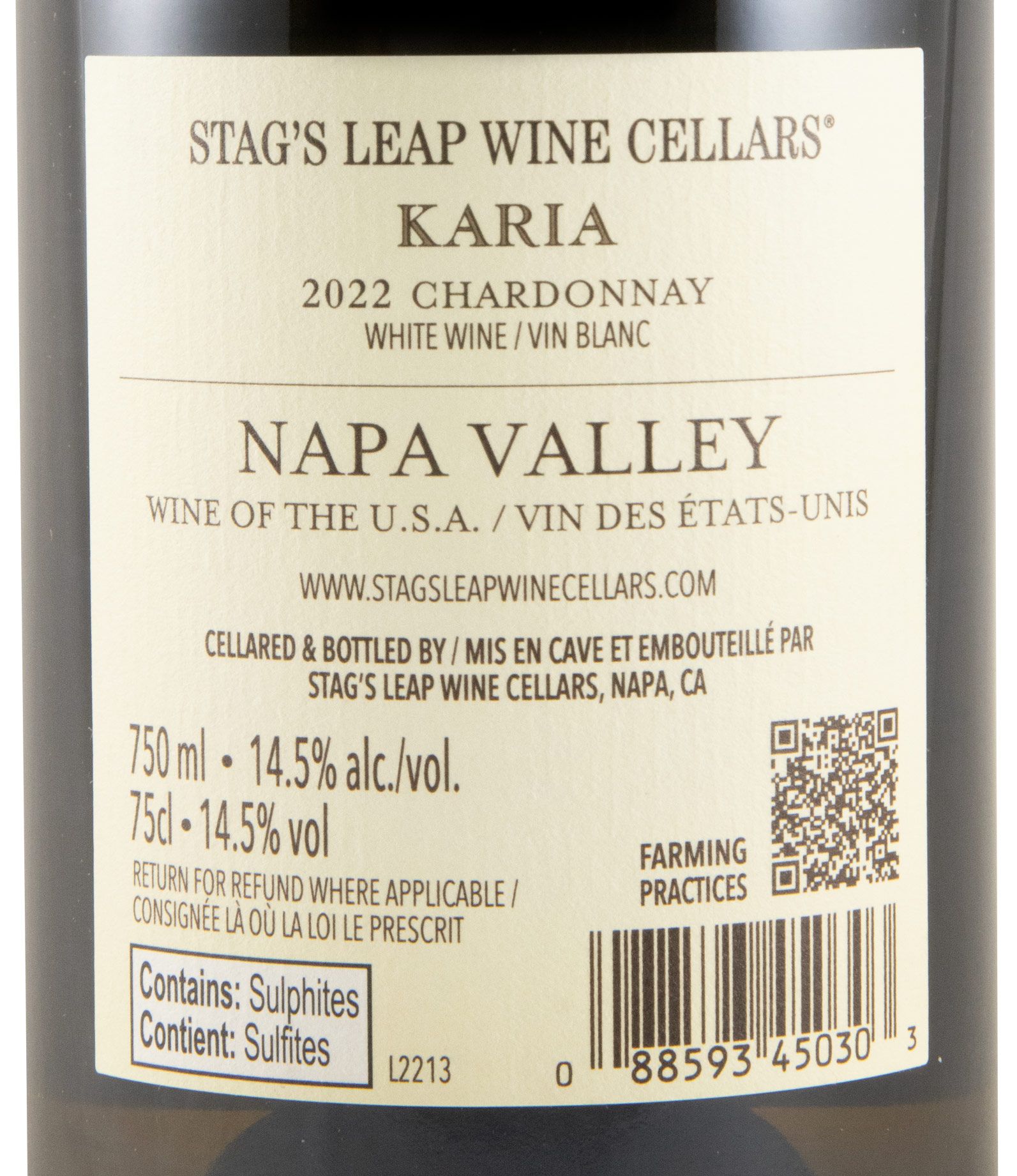 2022 Stag's Leap Karia Chardonnay branco