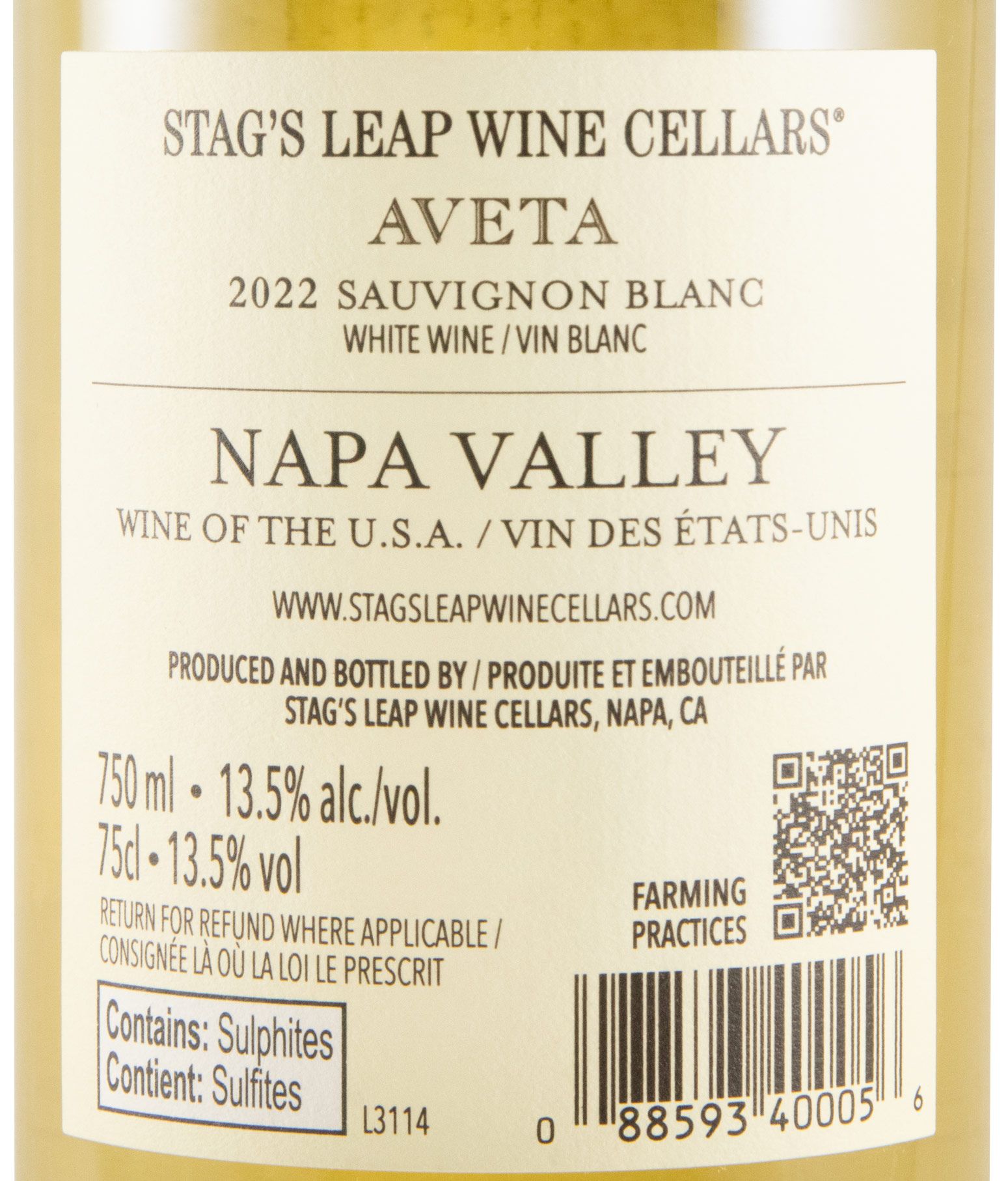 2022 Stag's Leap Aveta Sauvignon Blanc branco