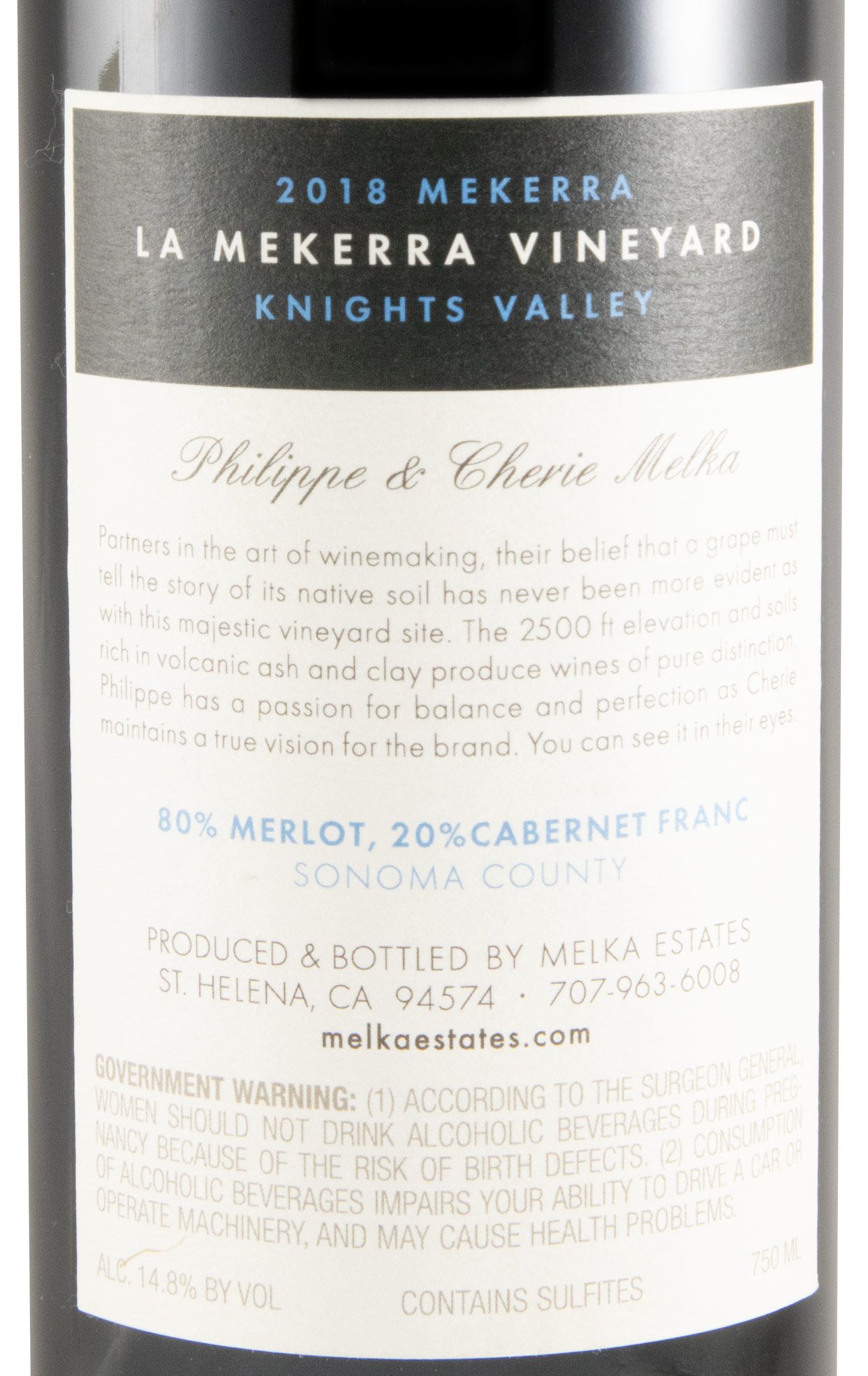 2018 Melka Estates La Mekerra Vineyard Knights Valley red
