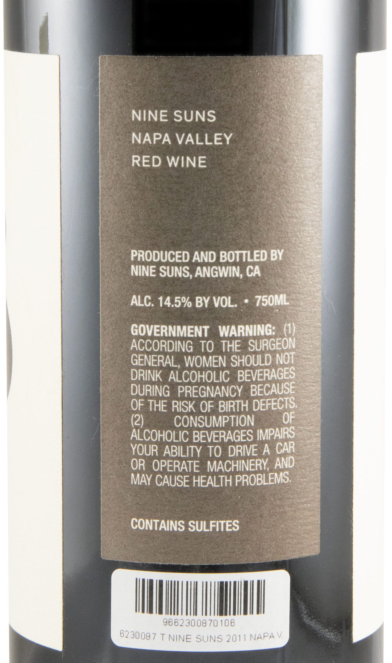2011 Nine Suns Napa Valley red