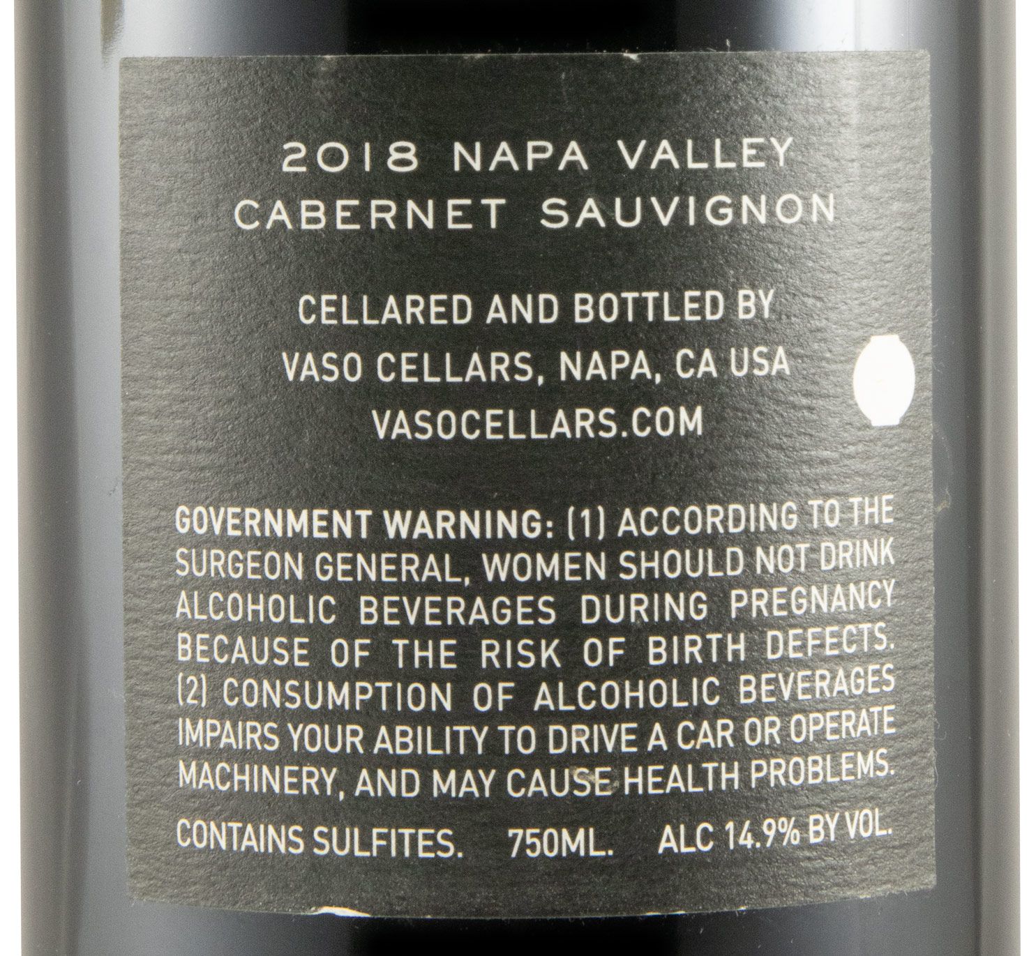2018 Vaso Cabernet Sauvignon Napa Valley red
