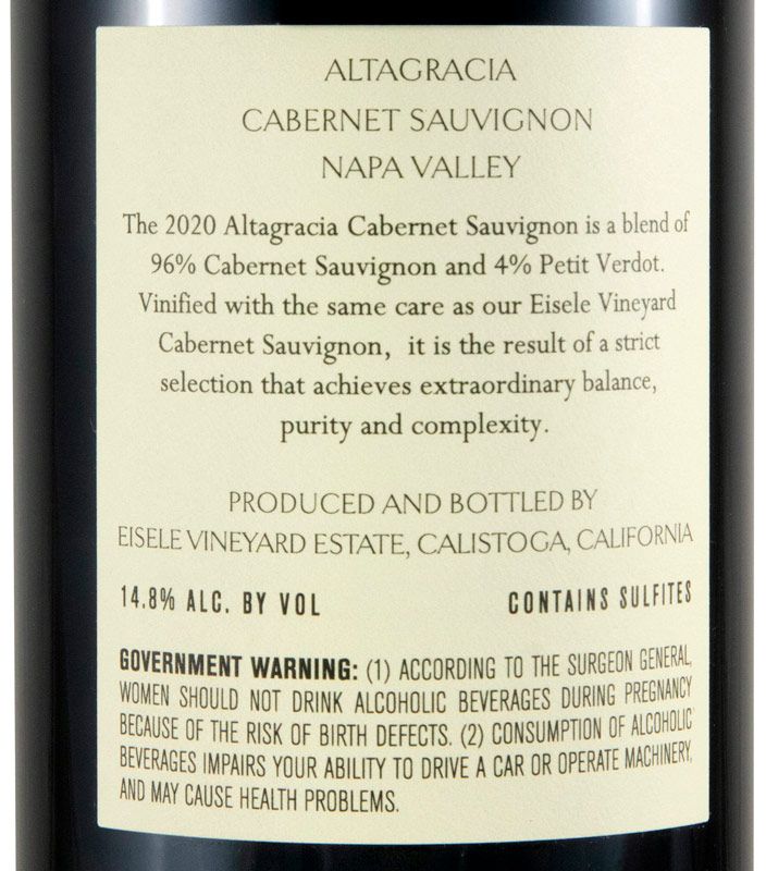 2020 Eisele Vineyard Altagracia Cabernet Sauvignon Napa Valley tinto