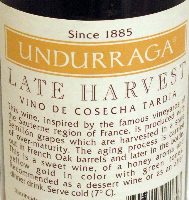 1998 Undurraga Late Harvest white 37.5cl