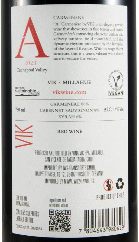 2023 VIK A Carmenere Millahue tinto