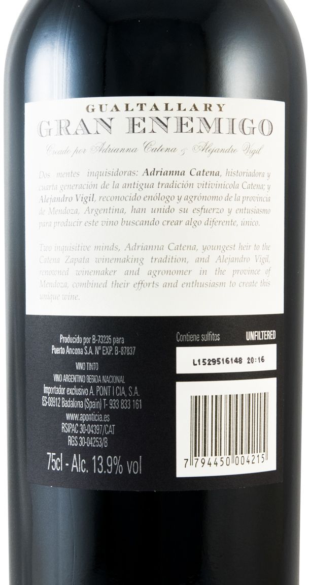 2011 Gran Enemigo Gualtallary Mendoza red