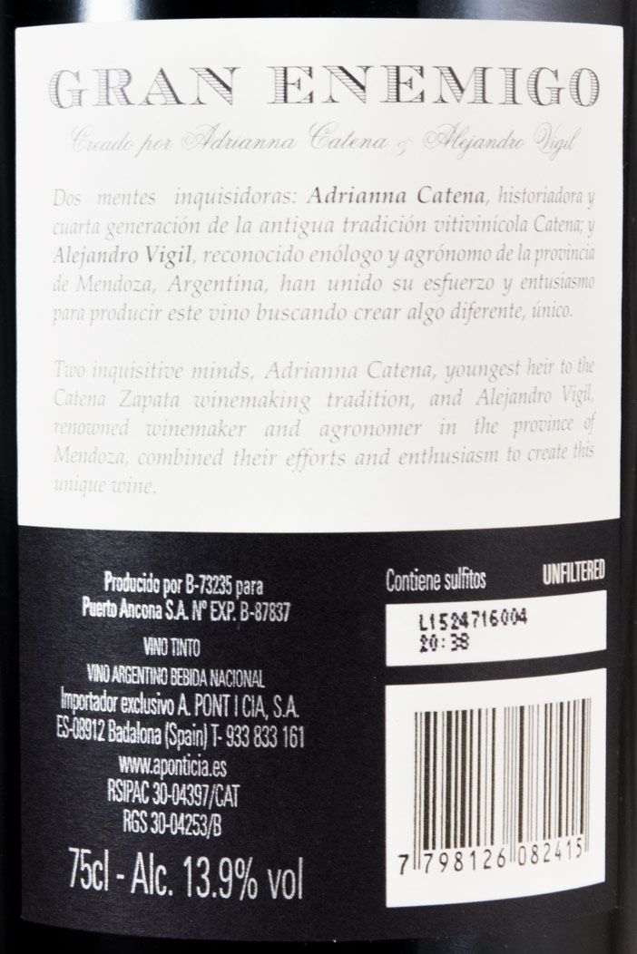 2011 Gran Enemigo Mendoza red