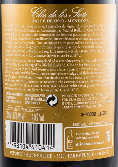 2016 Michel Rolland Clos de Los Siete Malbec Vista Flores red