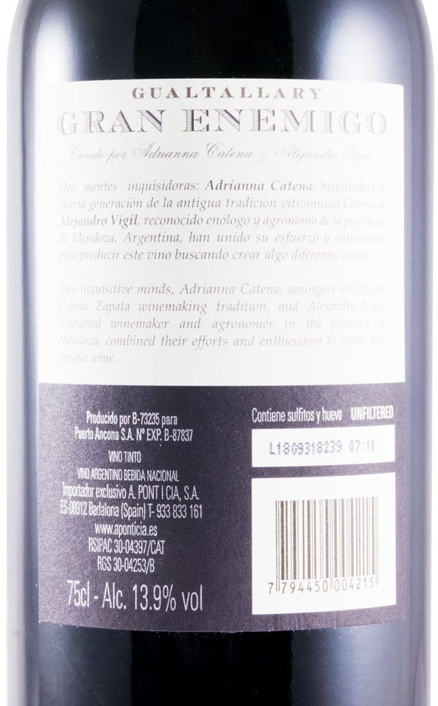 2013 Gran Enemigo Gualtallary red