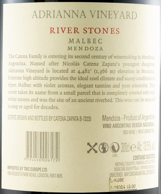 2016 Catena Zapata Adrianna Vineyard River Stones red 3L