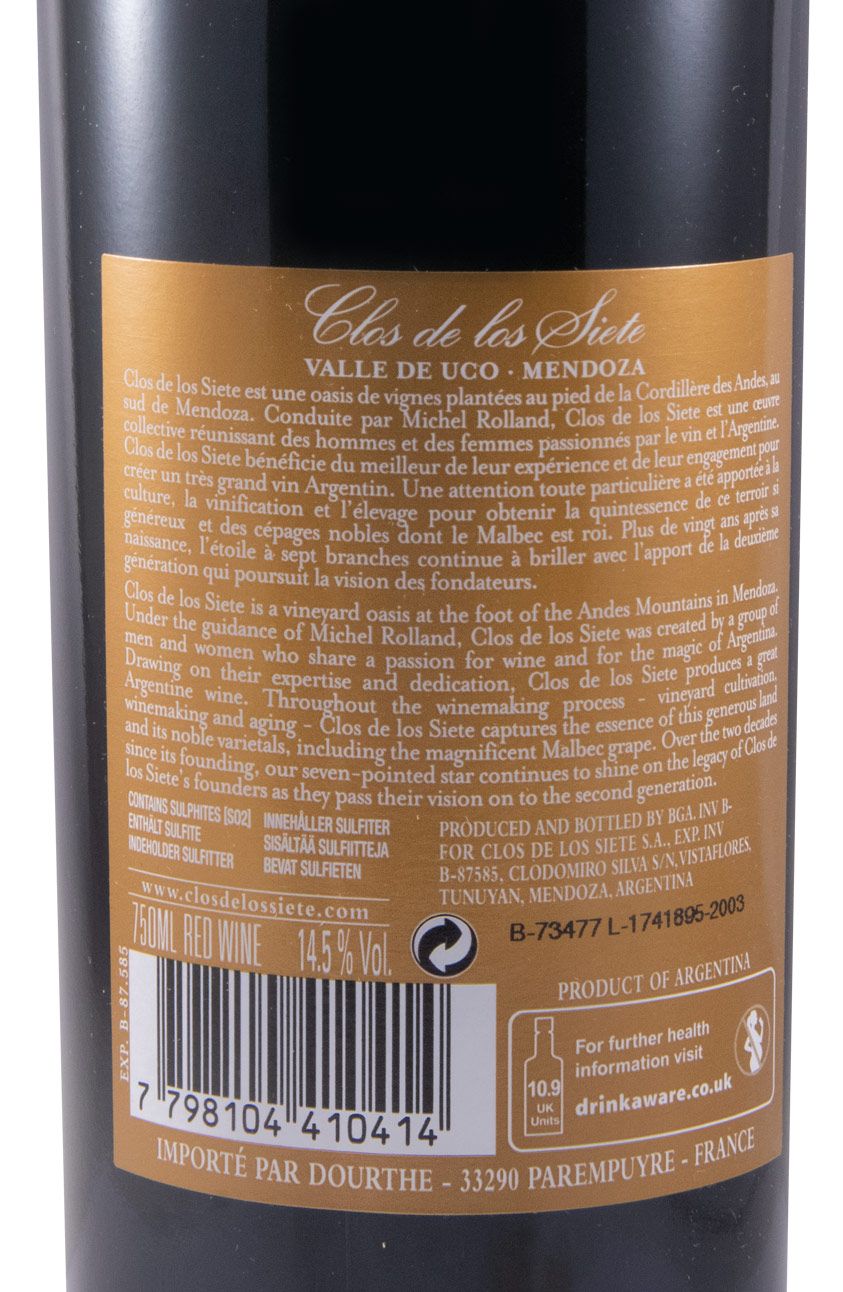 2018 Michel Rolland Clos de Los Siete Malbec Vista Flores red